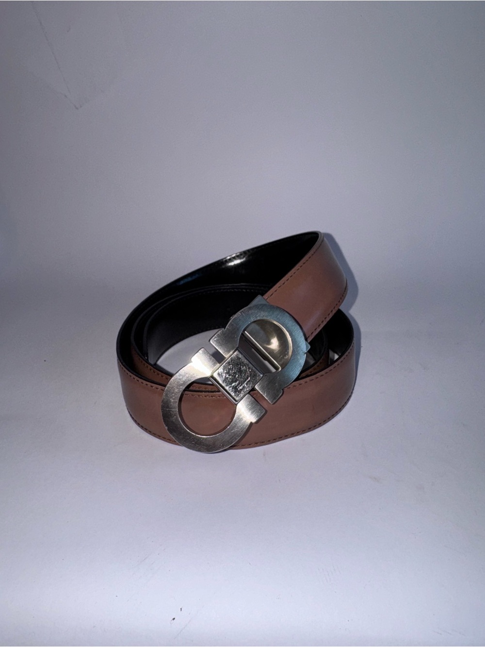 Ferragamo Reversible Adjustable Leather Belt Brown Black Women’s Belt 100cm